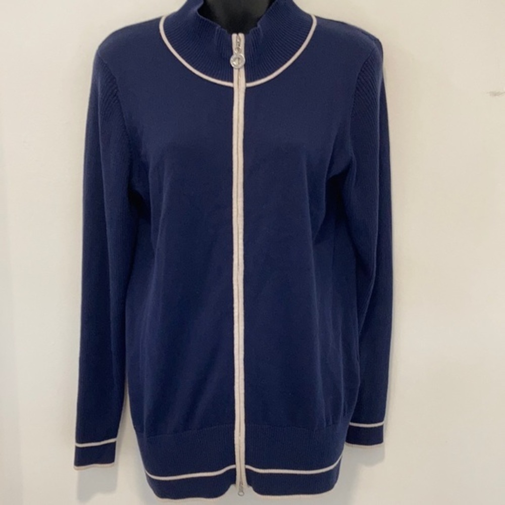 Golfino Pima Cotton Zip Cardigan Blue Size 8